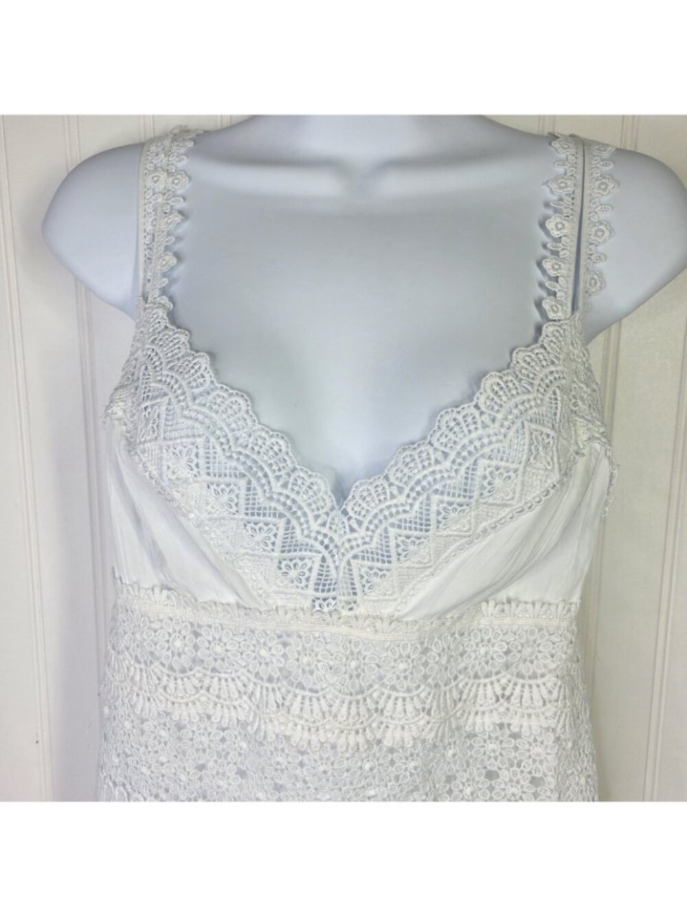 Boston Proper Camisole Top Womens Small White Lace Crochet Cottage Boho Festive - Picture 3 of 15